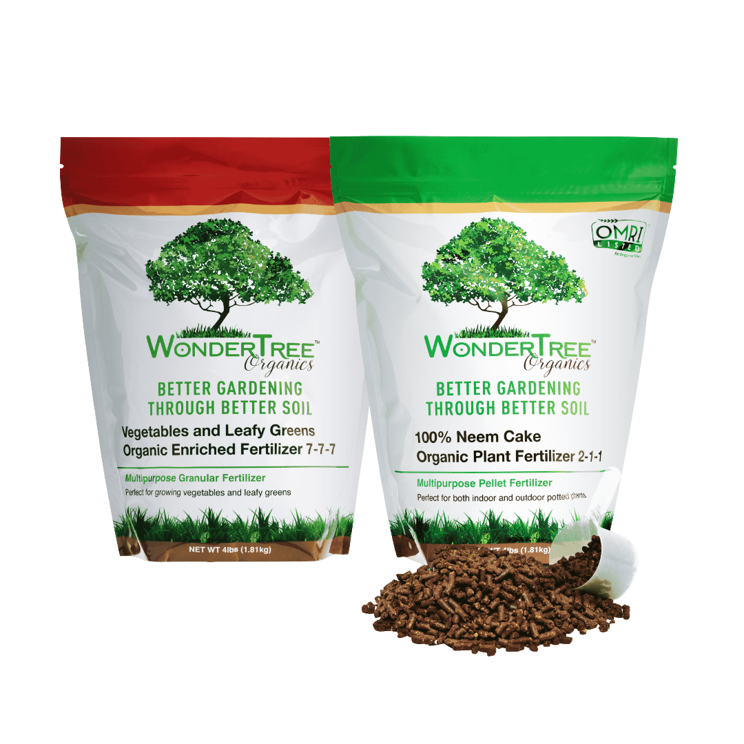 WonderTree Organics Garden Growth Bundle: 100% Neem Cake 2-1-1 + Vegetables & Leafy Greens 7-7-7